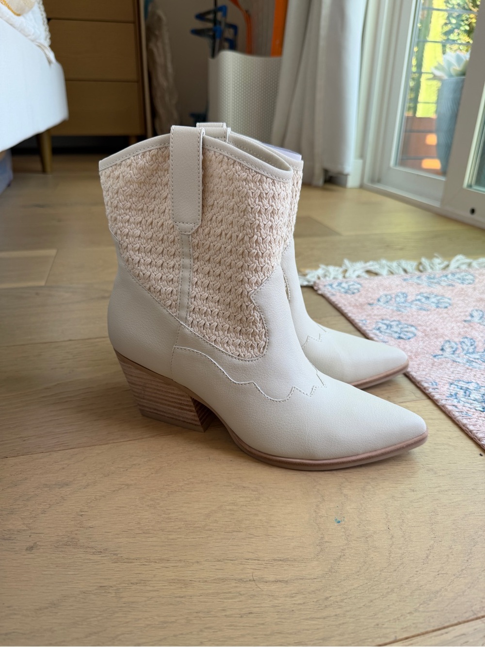 Dolce Vita ‘Lagos’ Ivory Woven Ankle Boots